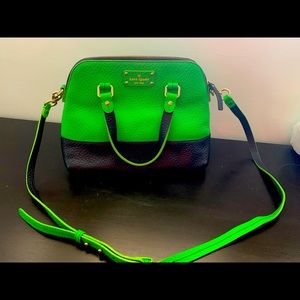Kate Spade Kelly Green Navy Bowler Crossbody Purse